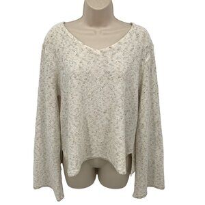 Peyton Valley Womens Oatmeal Bell Long Sleeve V Neck Pullover Sweater Size L